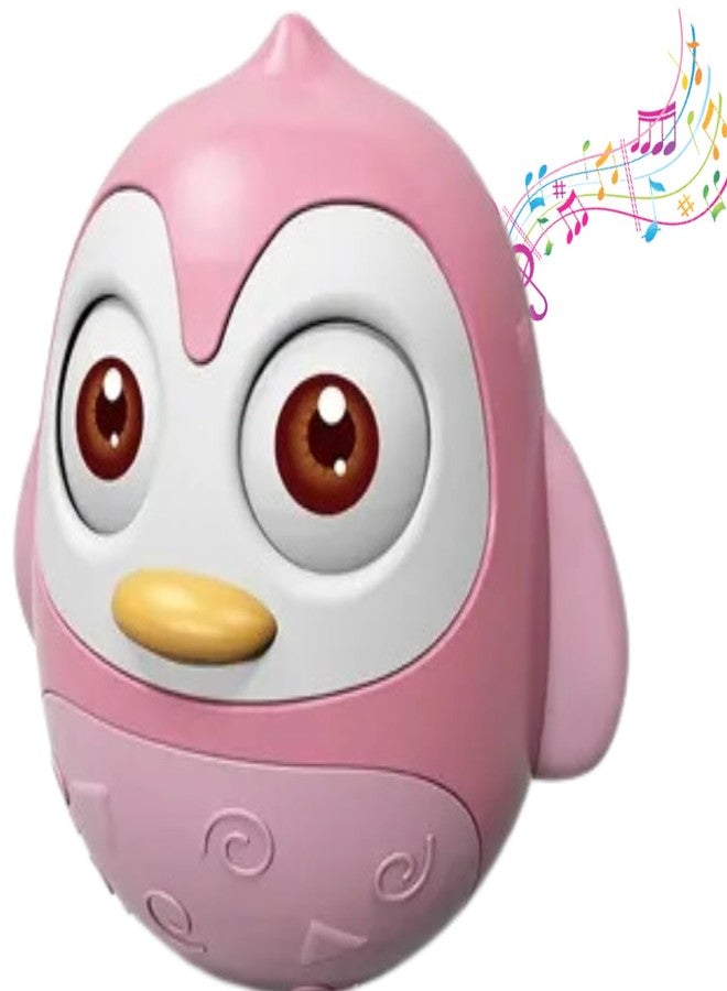 KINGZOMY دمية KINGZOMY® Rolly Polly مع صوت وعيون متحركة، لعبة صوتية للأطفال الصغار، لعبة Rolly Poly متذبذبة، 15 سم، شكل دائري - عبوة من قطعة واحدة - لون وردي (وردي) - Image 1